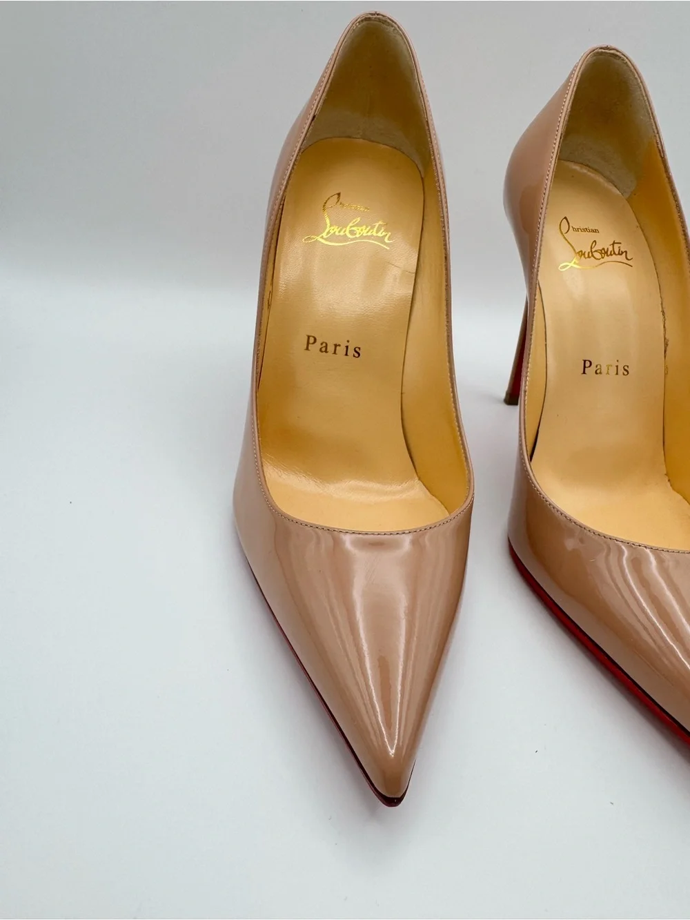 Christian Louboutin So Kate 100 Nude Patent Leather Pumps EU 36